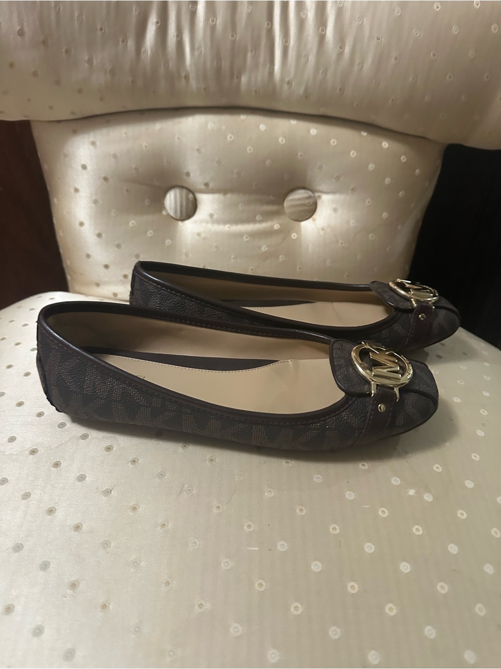 Michael Kors Fulton Moccasin Flat Shoes (Brown Signature Studded) NWOT - Picture 2 of 8